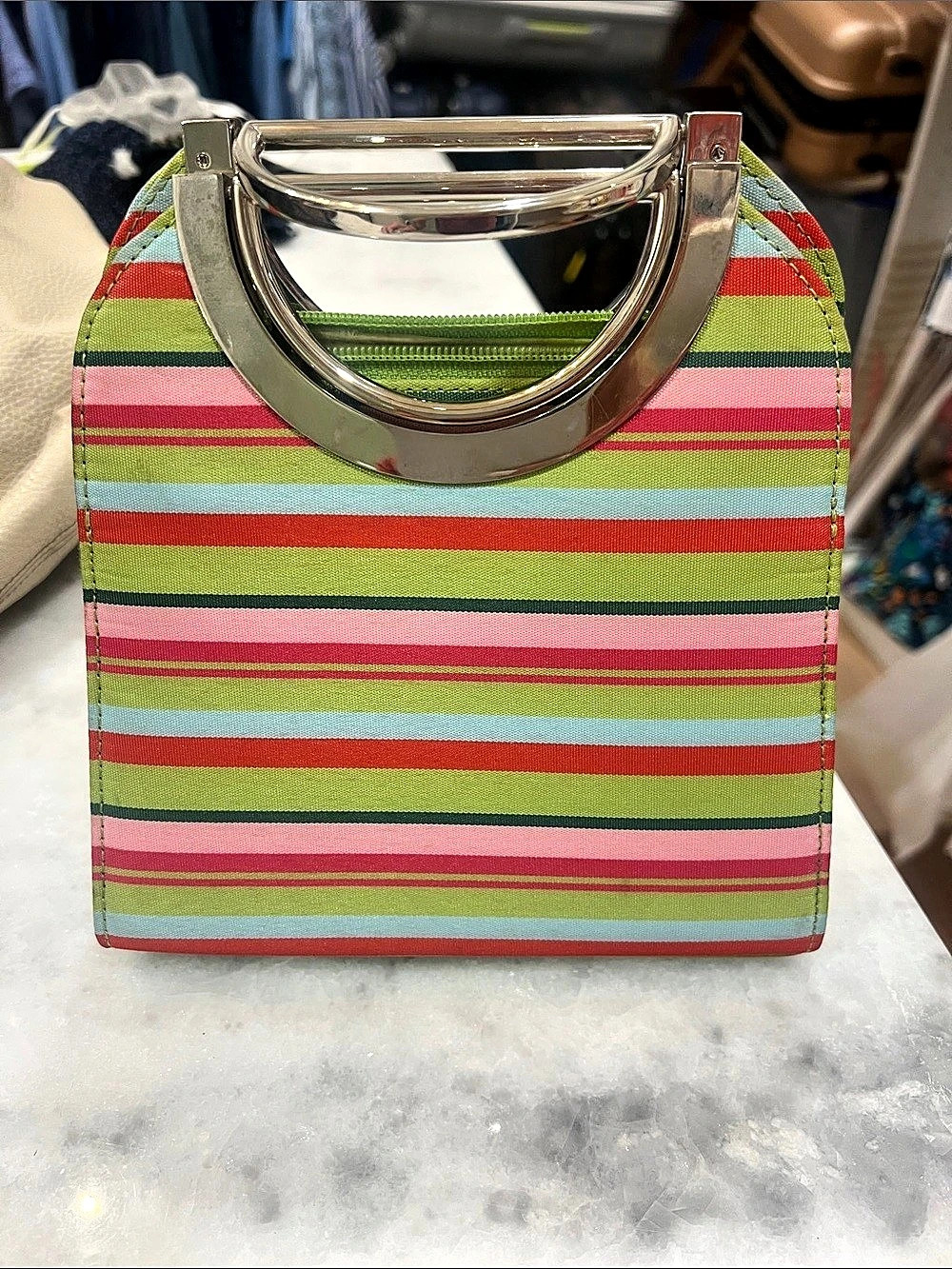 Kate Spade New York Striped Tote Green & Pink